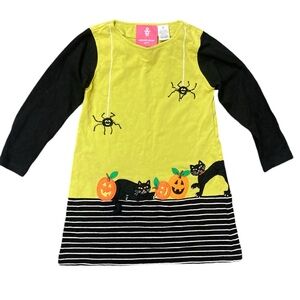 Michael Simon Girl Black Cat Halloween Pumpkin Spider Dress Size 4